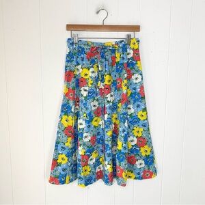 VTG 70s Peter Popovitch‎ Floral skirt Size S 27" Waist Button A Line Tie Waist